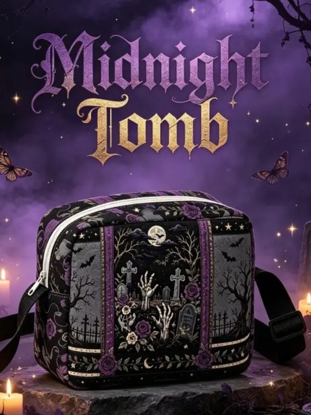 Midnight Tomb Black & Purple Crossbody Bag